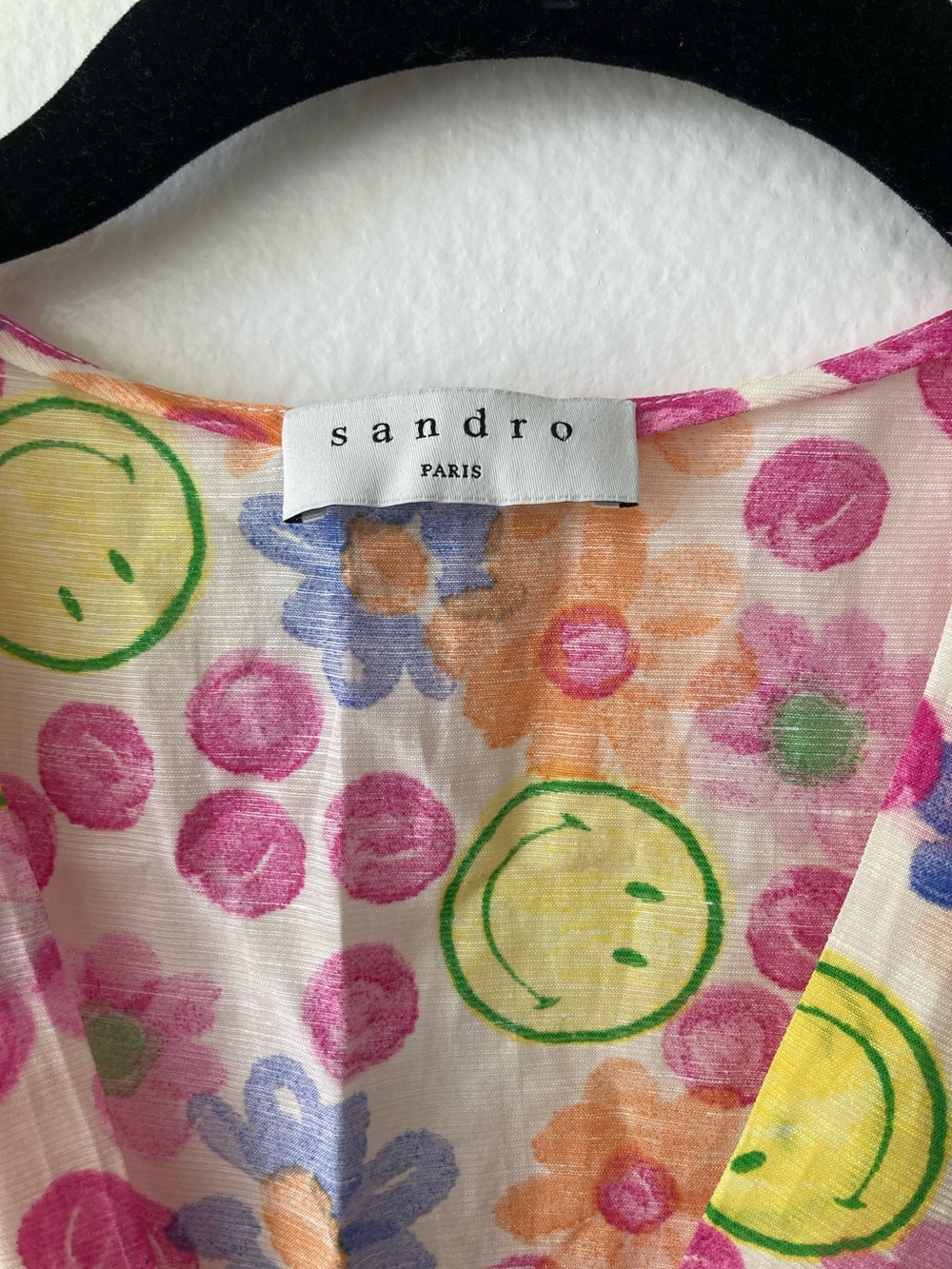 Sandro Pink Floral Smiley Print Dress - Picture 2 of 8